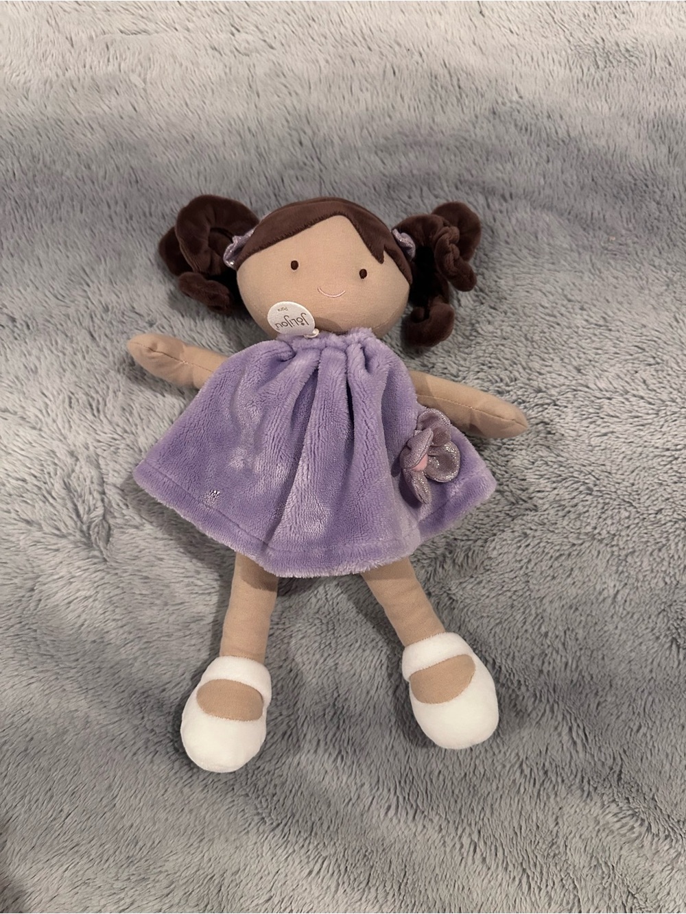 Jolijou Paris Demoiselle Plush Doll Olive 12in Soft Purple Dress Brown Hair